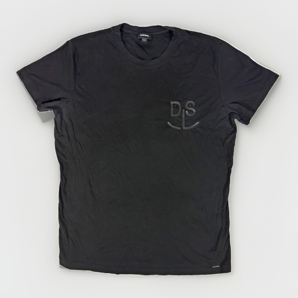 Diesel Men's Black Logo Crew Neck Short Sleeve Cotton Knit T-Shirt Size L